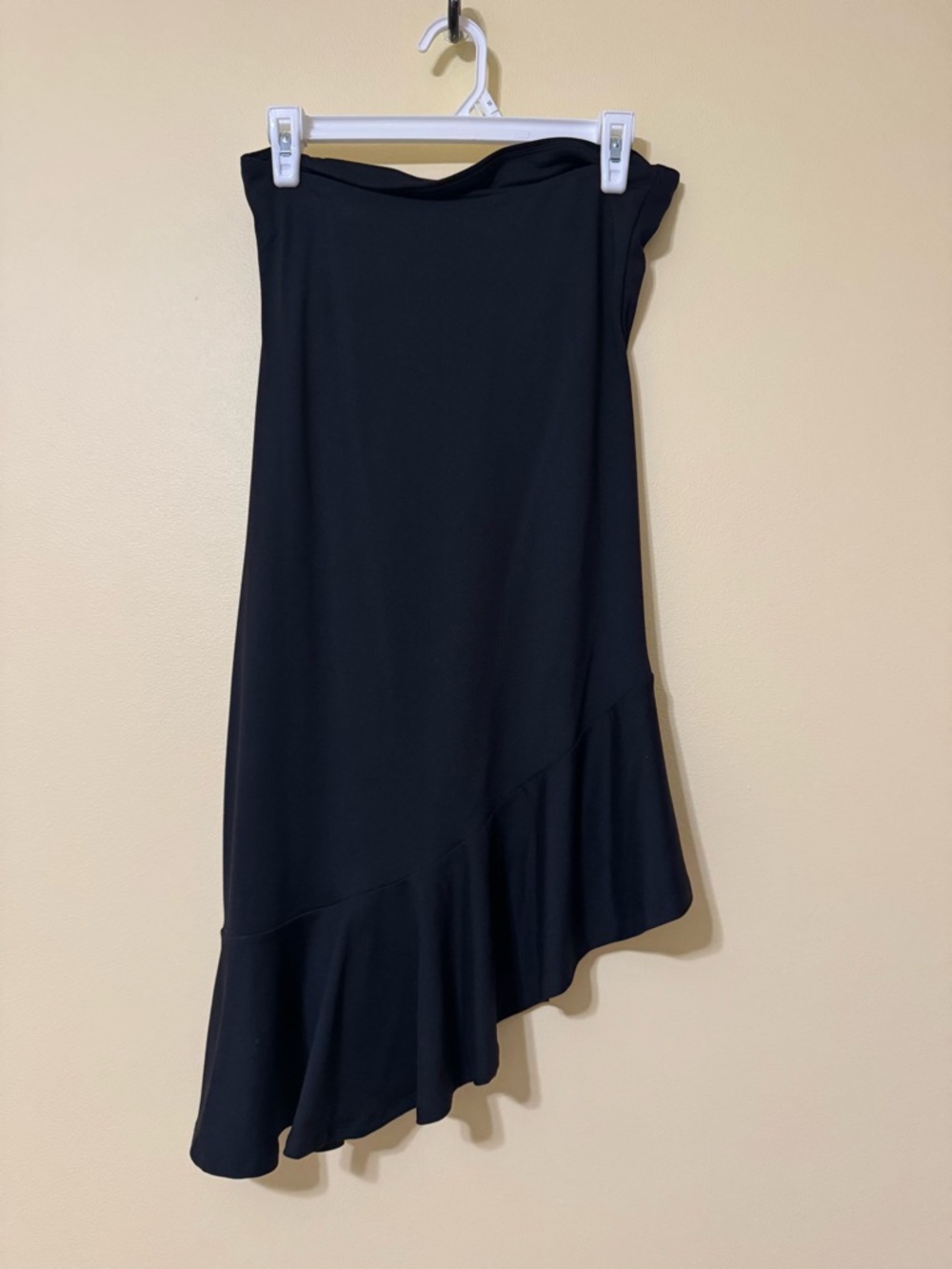 Susana Monaco Black Asymmetric Ruffle Midi Dress
